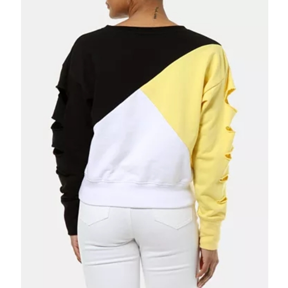 ARTISTIX COLORBLOCKED LOGO DETAILED CROP SWEATER - Picture 2 of 4